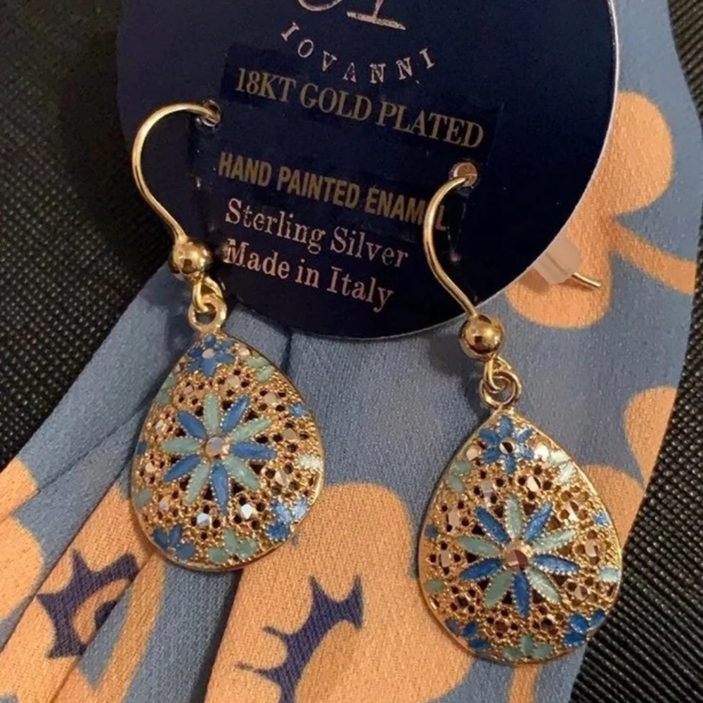 Blue Italian hand painted  Earrings
